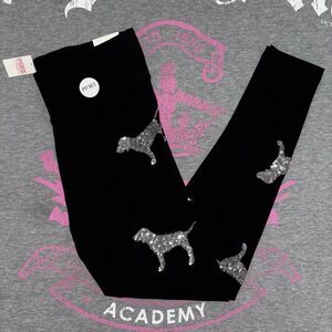 Victoria’s Secret PINK Silver Sequin Bling Skinny Pup Dog Leggings NWT Small HTF